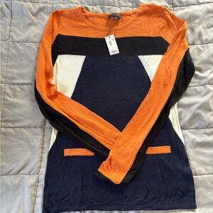 The Limited Orange and Navy Striped Top